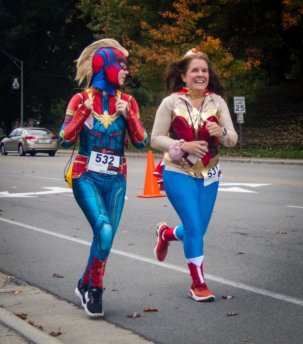 Captain Marvel and Wonder Woman run the Spooky Duke