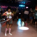 A participant in the 2018 Dance Marathon at Appalachian incorporates hula-hooping into her dancing. Photo by Chase Reynolds